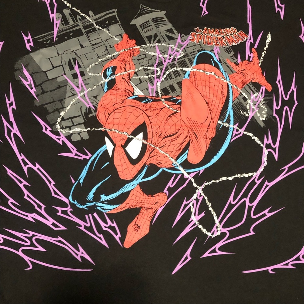 Marvel The Amazing Spider-Man All Over Print Black Shirt Size Men’s, Size Large - Picture 2 of 5
